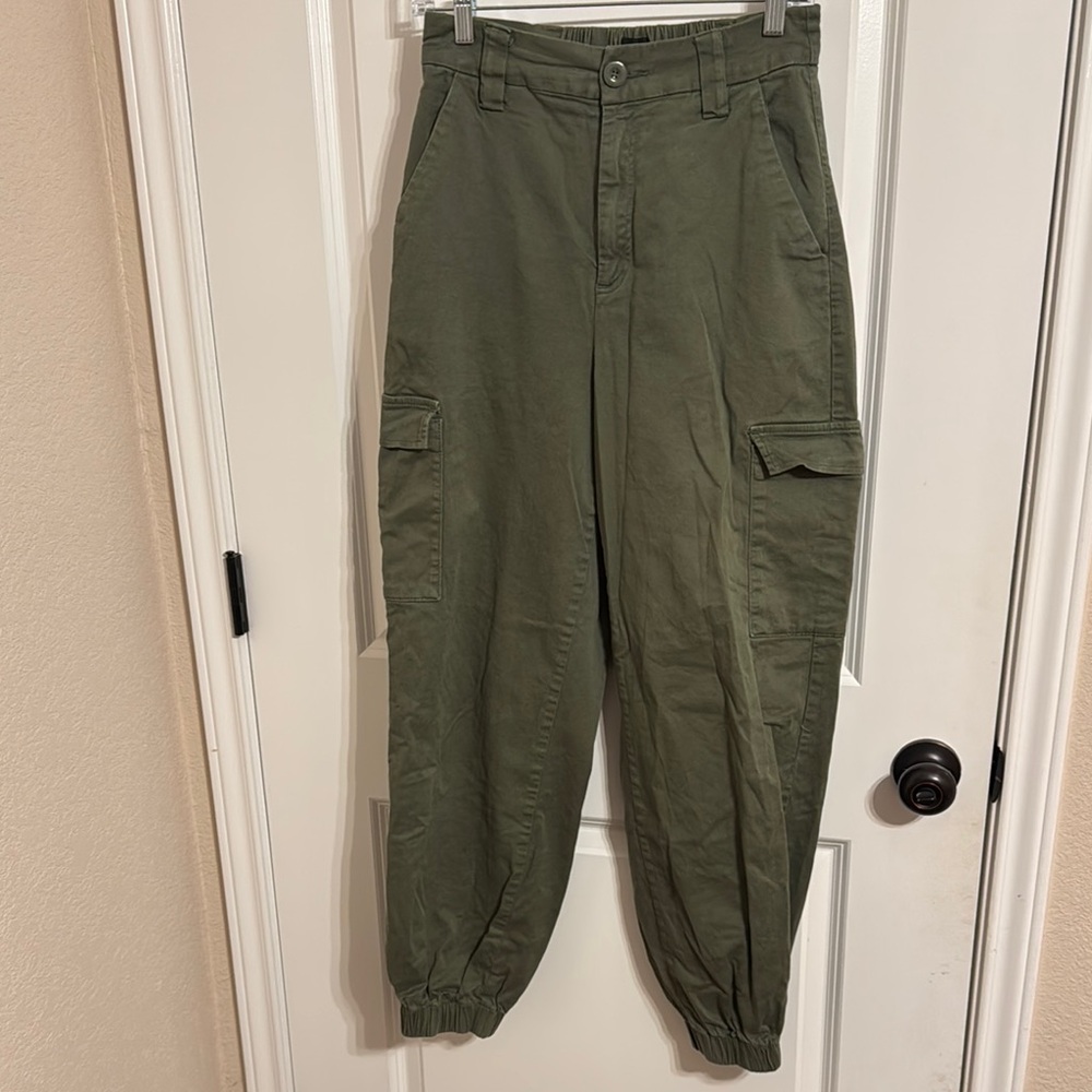 BDG Green Track Joggers with Elastic Cuffs